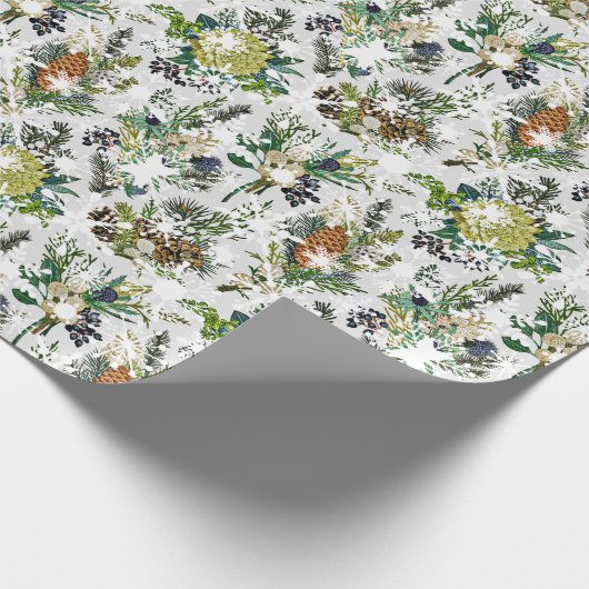 winter botanisch met sneeuwpakpapier cadeaupapier (Hoek)