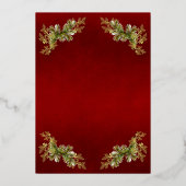Winter Botanisch Monogram - Rood Folie Uitnodiging (Achterkant)