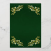 Winter Botanisch Monogram - Smaragd Folie Uitnodiging (Achterkant)