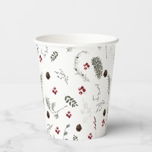 Winter Botanisch Papieren Bekers (Achterkant)