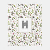 Winter Botanisch Patroon, Monogram Fleece Deken (Voorkant)