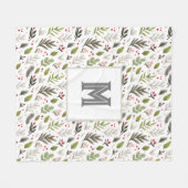 Winter Botanisch Patroon, Monogram Fleece Deken (Voorkant (Horizontaal))