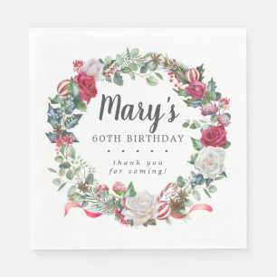 Winter Botanisch Roos 60th Birthday Elegant Servet