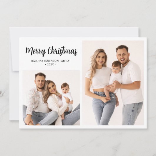 Winter Botanisch Script 2 Fotocollage Kerstmis Feestdagenkaart (Voorkant)