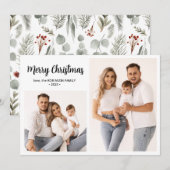 Winter Botanisch Script 2 Fotocollage Kerstmis Feestdagenkaart (Voorkant / Achterkant)