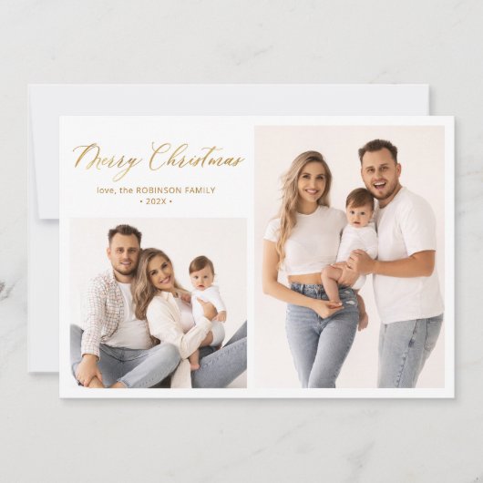 Winter Botanisch Script 2 Fotocollage Kerstmis Feestdagenkaart (Voorkant)