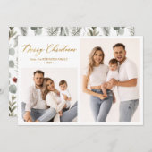 Winter Botanisch Script 2 Fotocollage Kerstmis Feestdagenkaart (Voorkant / Achterkant)