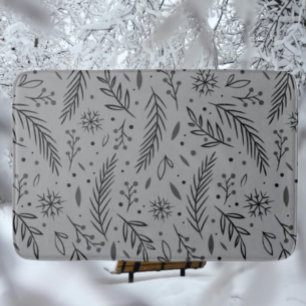 Winter Botanische Badmat – Grijs met Zwarte Blader