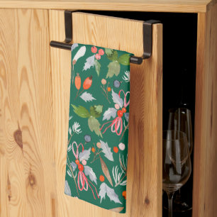 Winter Botanische Bessen & Blad Holiday Theedoek