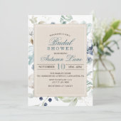 Winter Botanische Bloemen Bruids Douche Uitnodigin Kaart (Staand voorkant)