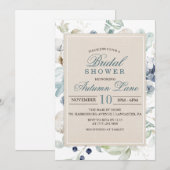 Winter Botanische Bloemen Bruids Douche Uitnodigin Kaart (Voorkant / Achterkant)