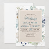 Winter Botanische Bloemen bruiloft uitnodiging (Voorkant / Achterkant)