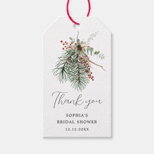 Winter Botanische Boeket Cadeaulabel (Voorkant)