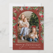 Winter Botanische boog Bourgondië Vrolijk Kerstfee Feestdagenkaart (Voorkant)