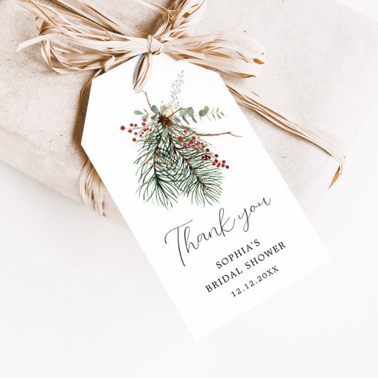 Winter Botanische Bouquet Cadeaulabel