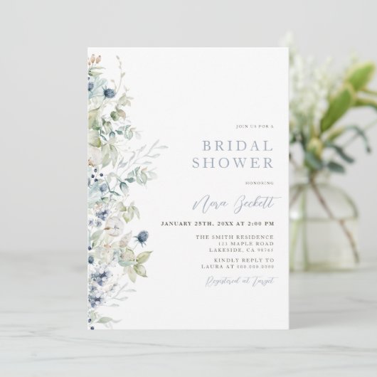 Winter Botanische Bridal Shower Kaart (Staand voorkant)