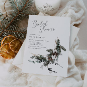 Winter Botanische Bridal Shower Kaart