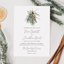 Winter botanische bruiloft kaart