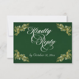 Winter Botanische Calligrafie - Zilver/Smaragd RSVP Kaartje