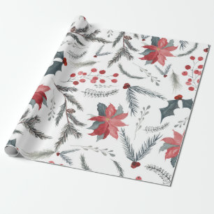Winter Botanische Dennenbeskrans Feestelijke Parti Cadeaupapier