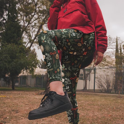Winter Botanische Feestelijke Kerst Leggings