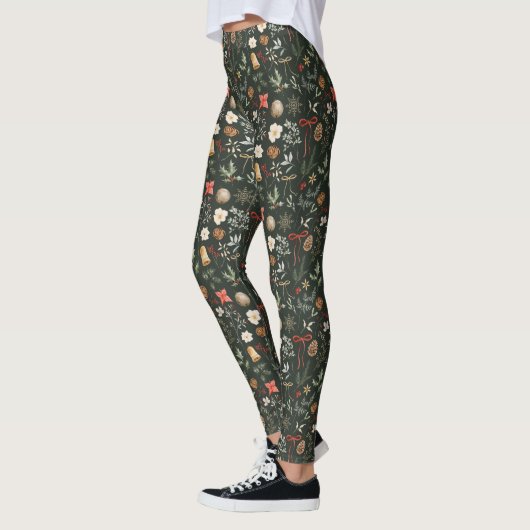 Winter Botanische Feestelijke Kerst Leggings (Links)