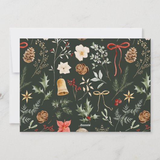 Winter Botanische Feestelijke Kerst Save The Date Feestdagenkaart (Achterkant)