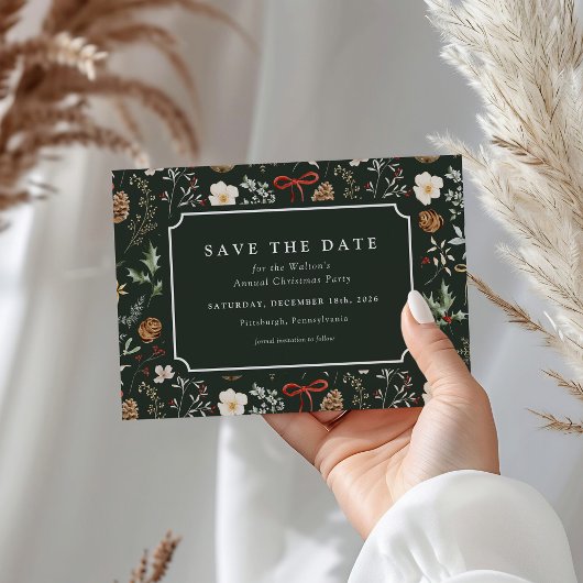 Winter Botanische Feestelijke Kerst Save The Date Feestdagenkaart