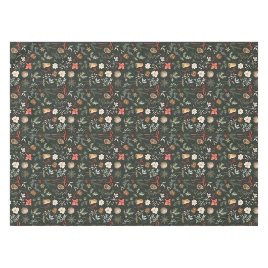 Winter Botanische Feestelijke Kerst Tafelkleed (Voorkant (Horizontaal))