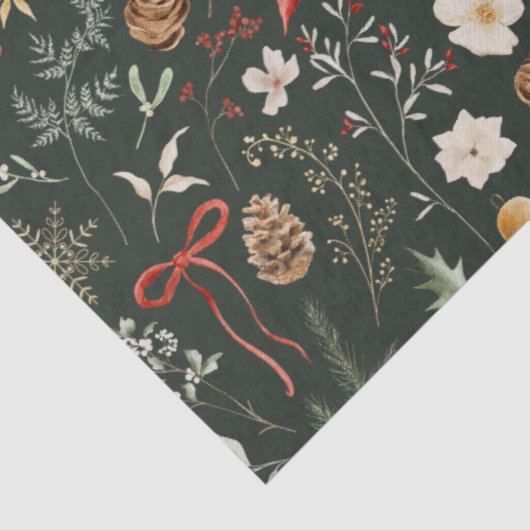 Winter Botanische Feestelijke Kerst Tissuepapier (Detail)