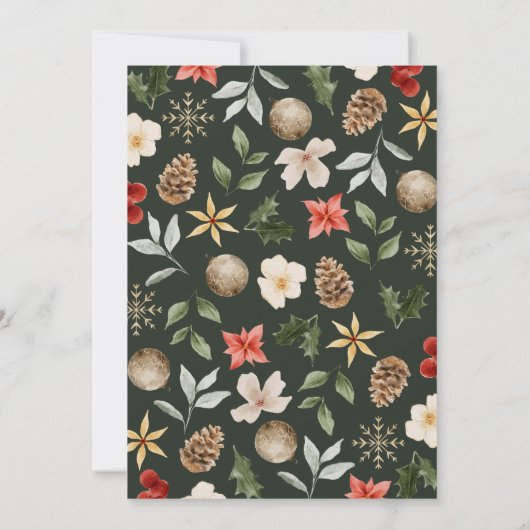 Winter Botanische Feestelijke Kerstfeest Kaart (Achterkant)