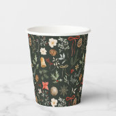 Winter Botanische Feestelijke Kerstfeest Papieren Bekers (Achterkant)