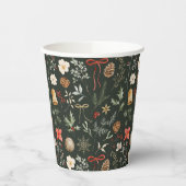 Winter Botanische Feestelijke Kerstfeest Papieren Bekers (Links)