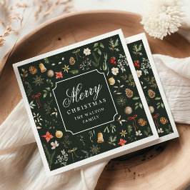 Winter Botanische Feestelijke Kerstfeest Servet