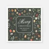 Winter Botanische Feestelijke Kerstfeest Servet (Voorkant)