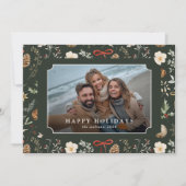 Winter Botanische Feestelijke Kerstfoto Feestdagenkaart (Voorkant)