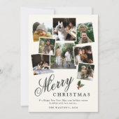 Winter Botanische Feestelijke Kerstmis Fotocollage Feestdagenkaart (Voorkant)