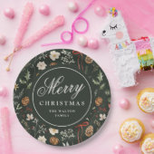 Winter Botanische Feestelijke Kerstmis Gepersonali Papieren Bordje (Feest)