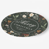 Winter Botanische Feestelijke Kerstmis Gepersonali Papieren Bordje (Gekanteld)