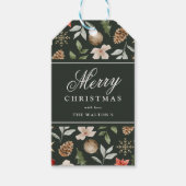 Winter Botanische Feestelijke Vrolijke Kerst Cadeaulabel (Voorkant)