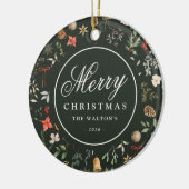 Winter Botanische Feestelijke Vrolijke Kerst Keramisch Ornament (Links)