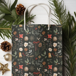 Winter Botanische Feestelijke Vrolijke Kerst Medium Cadeauzakje