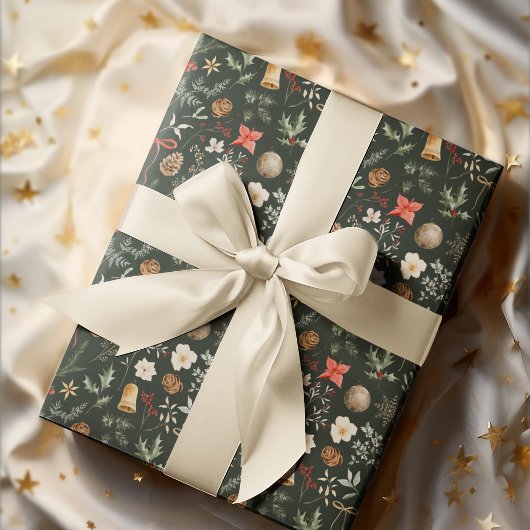 Winter Botanische Festive Kerstmis Cadeaupapier