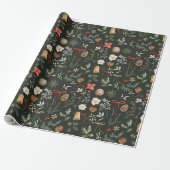 Winter Botanische Festive Kerstmis Cadeaupapier (Uitgerold)