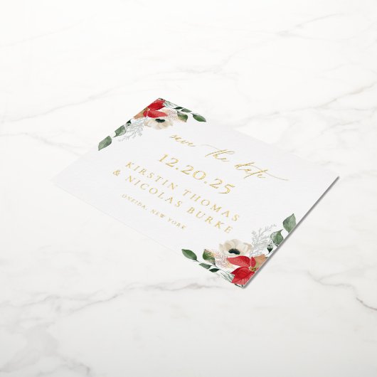 Winter Botanische Floral behalve datum Folie Uitnodiging Briefkaart (Gedraaid)