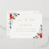 Winter Botanische Floral behalve datum Folie Uitnodiging Briefkaart (Voorkant / Achterkant)