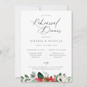 Winter Botanische Floral Rehearsal Dinner Aankondiging (Voorkant)