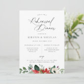 Winter Botanische Floral Rehearsal Dinner Aankondiging (Staand voorkant)