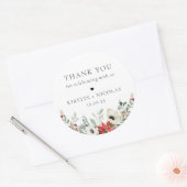 Winter Botanische Floral Weddenschap Hartelijk dan Ronde Sticker (Envelop)