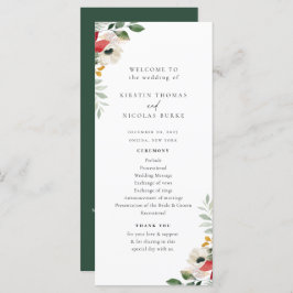Winter Botanische Floral Wedding Programmakaart